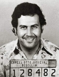 Portrait of Pablo Escobar, Colombian drug lord and politician.