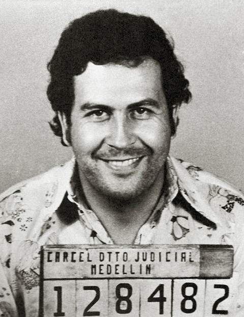 Portrait of Pablo Escobar, Colombian drug lord and politician.