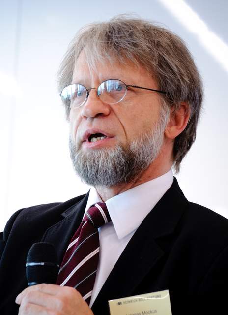 Antanas Mockus speaking during a public event in 2012