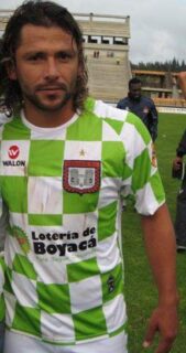 Gerardo Bedoya durante un partido con Boyacá Chicó en 2010