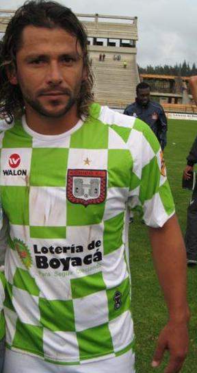 Gerardo Bedoya durante un partido con Boyacá Chicó en 2010