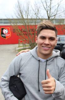 Juan Quintero durante un entrenamiento en Stade Rennais, 2016