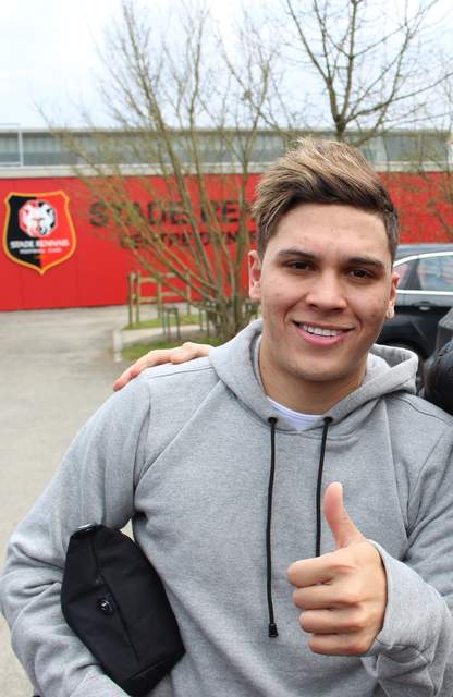 Juan Quintero durante un entrenamiento en Stade Rennais, 2016