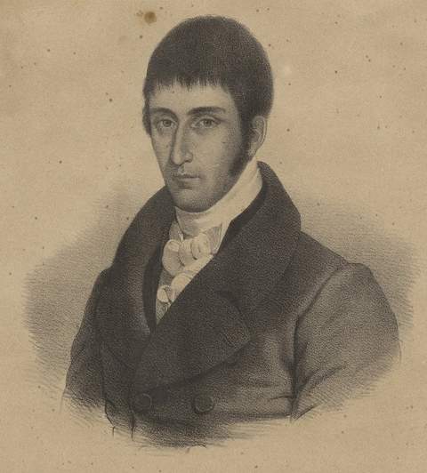 Litografía de Francisco José de Caldas realizada en 1836