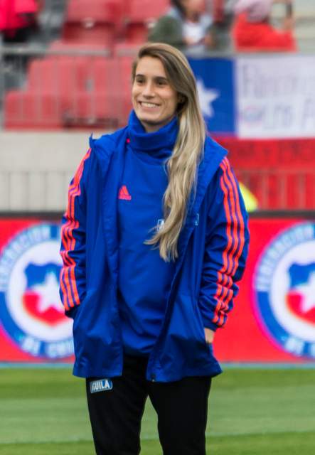 Daniela Montoya playing for Colombia in 2015
